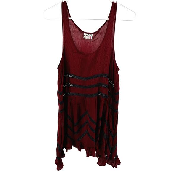 Intimately Free People Voile and Lace Trapeze Slip Dress Crimson Black Small - Picture 2 of 6